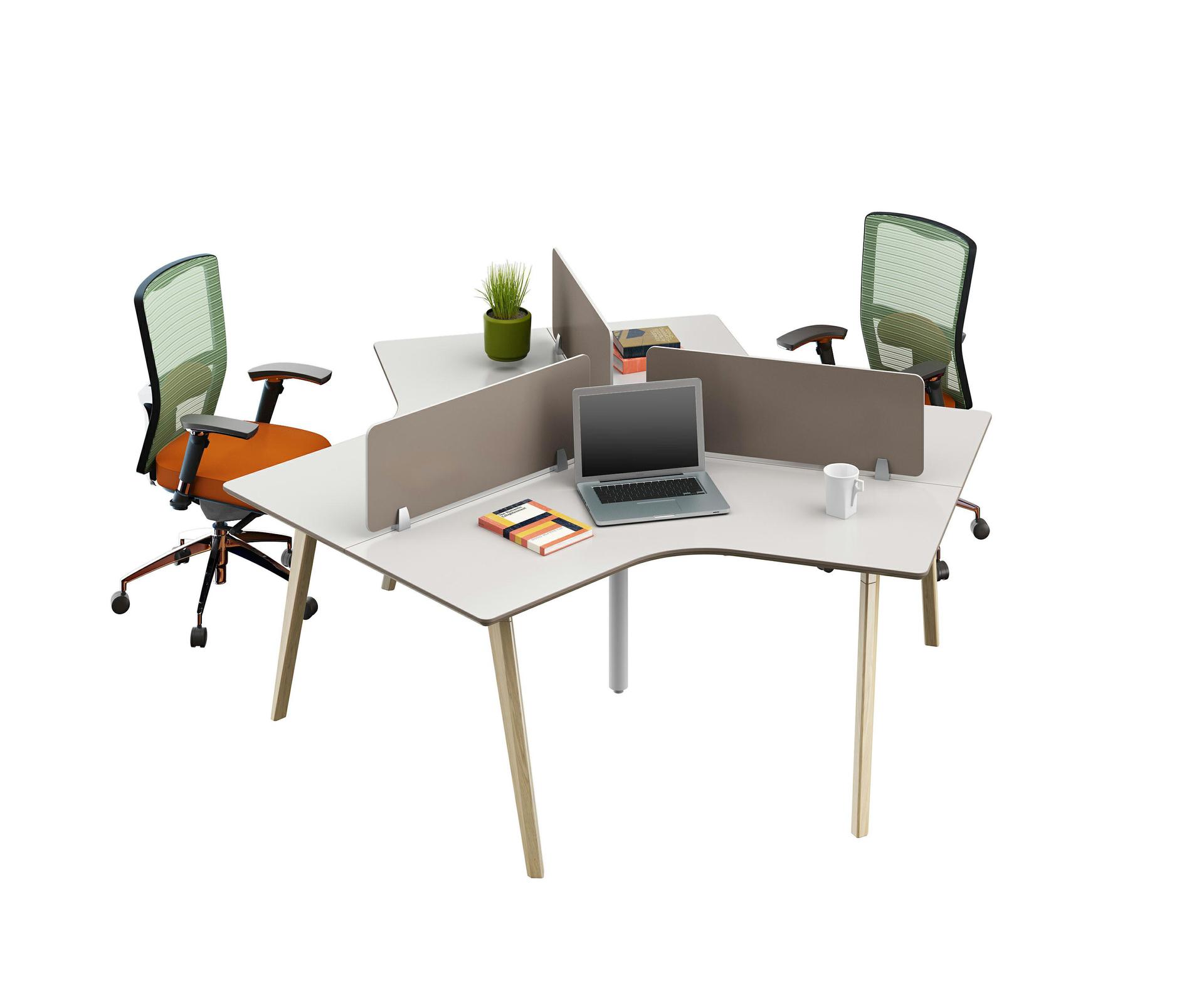 个性外贸公司现代风格三人位组合办公桌实木脚办公桌职员卡位