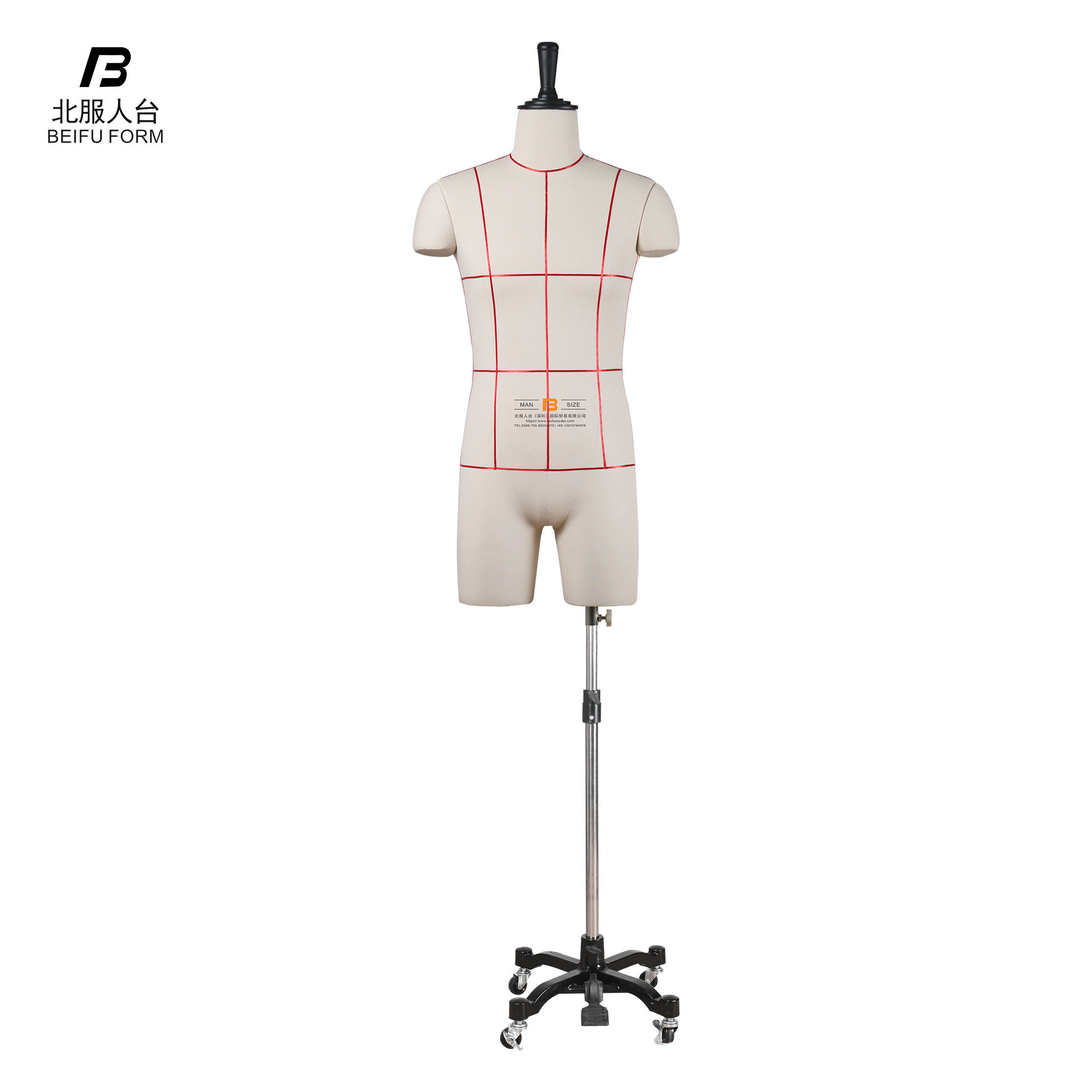 北服人台立体裁剪 国标立裁模特道具男半身裁剪人台可插针模特架
