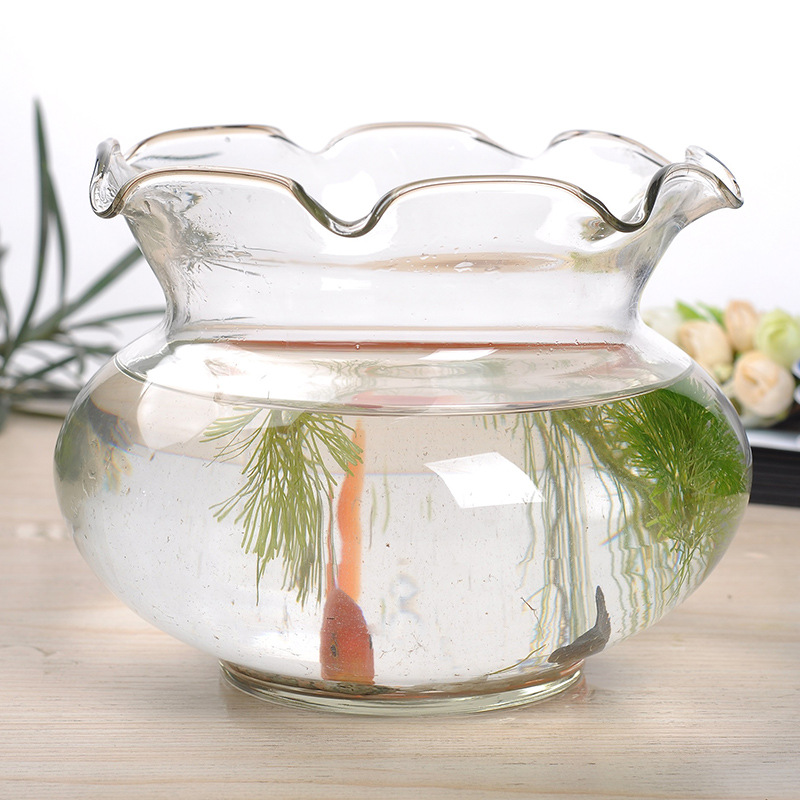 办公室小鱼缸加厚透明玻璃 乌龟缸客厅家用 桌面120x90花边鱼缸