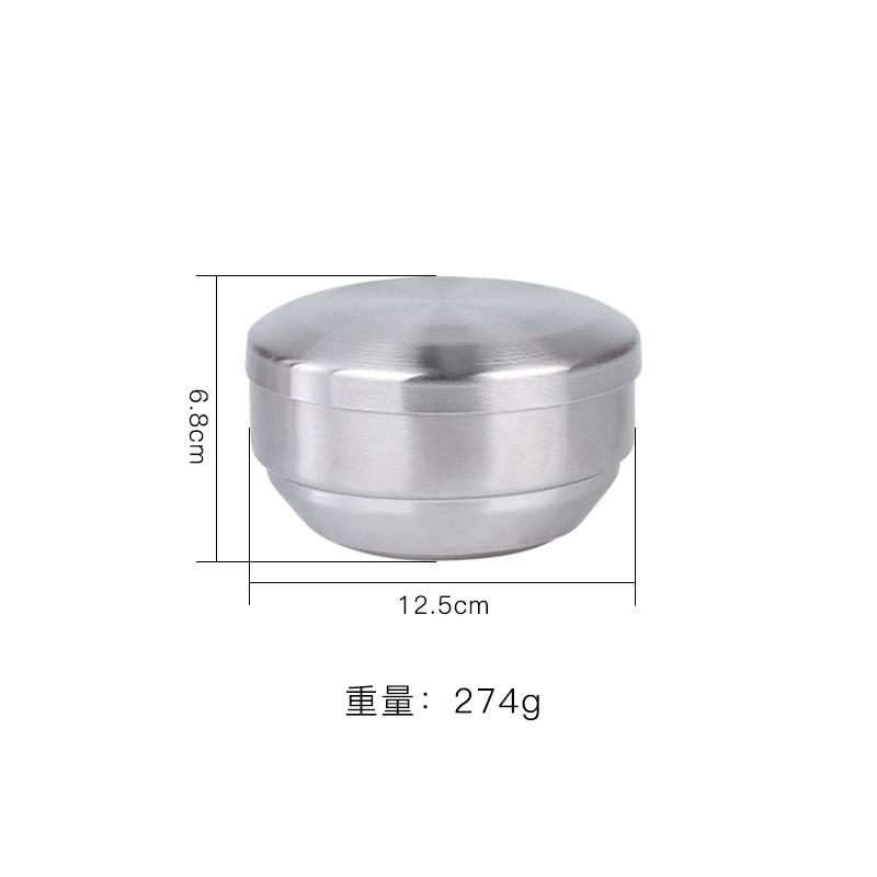 Direct Supply Korean-Style Double-Layer 304 Stainless Steel Rice Bowl Thickened South Korea Pickles with Lid Household Children's Soup Bowl