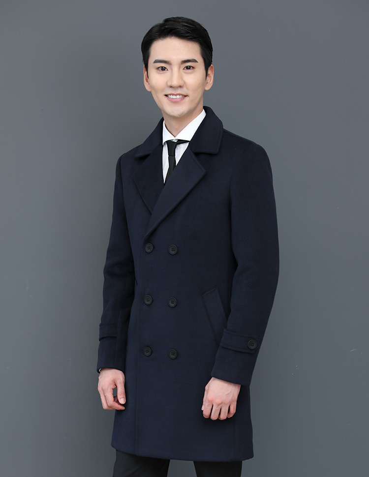 职业装呢子修身工作服中长款商务男大衣酒店前台4s工装外套毛呢冬