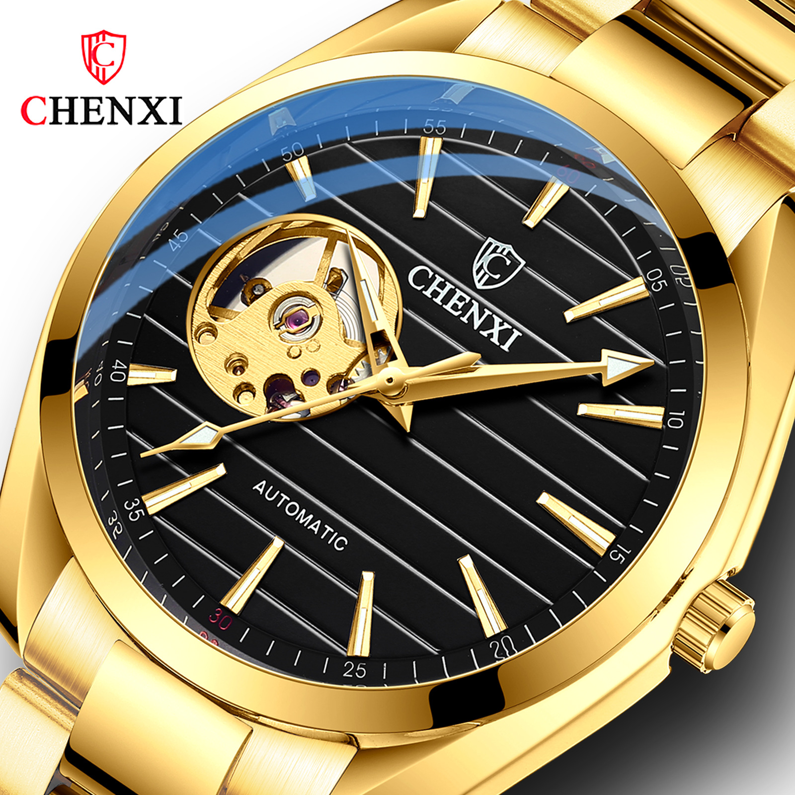 晨曦chenxi品牌高档手表 男士镂空机械表防水批发全自动机械手表