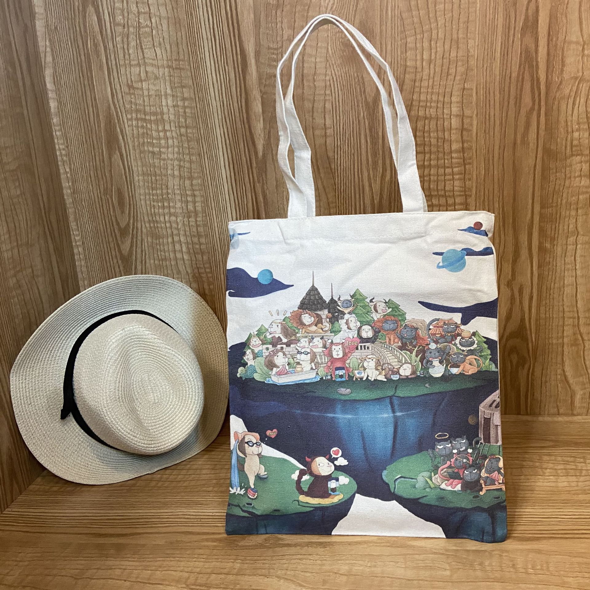 瑜伽帆布包定制教育外贸广告手提现货购物袋logo创意定做