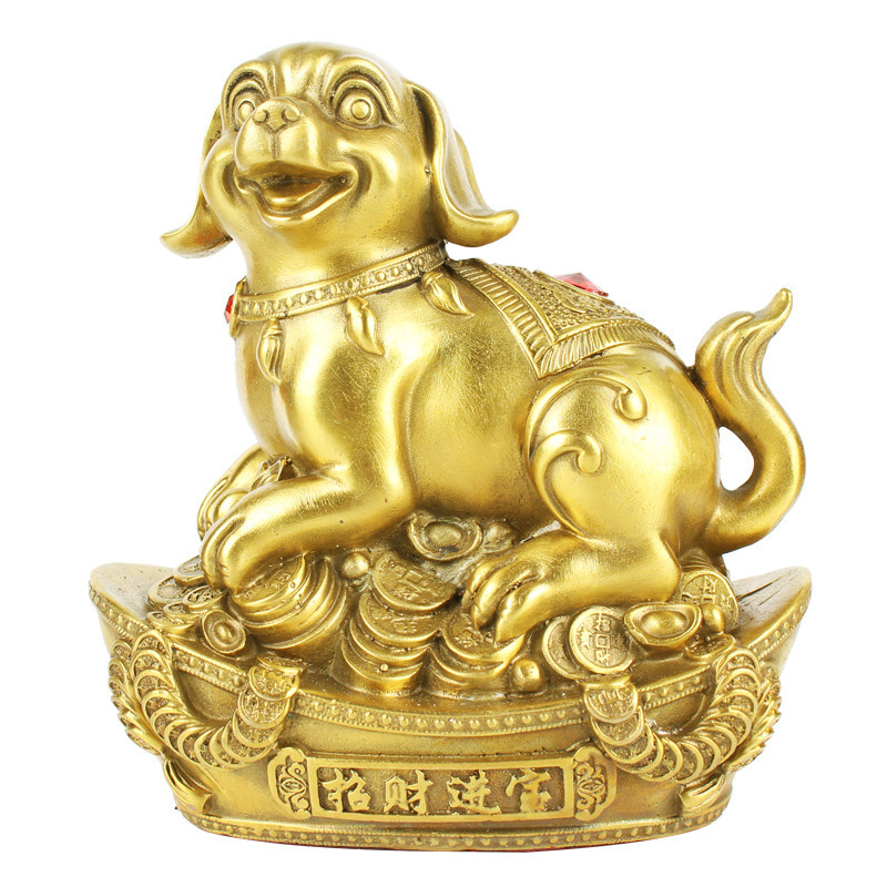 铜金钱狗摆件黄铜狗十二生肖风水吉祥物摆饰家居用品工艺品批发