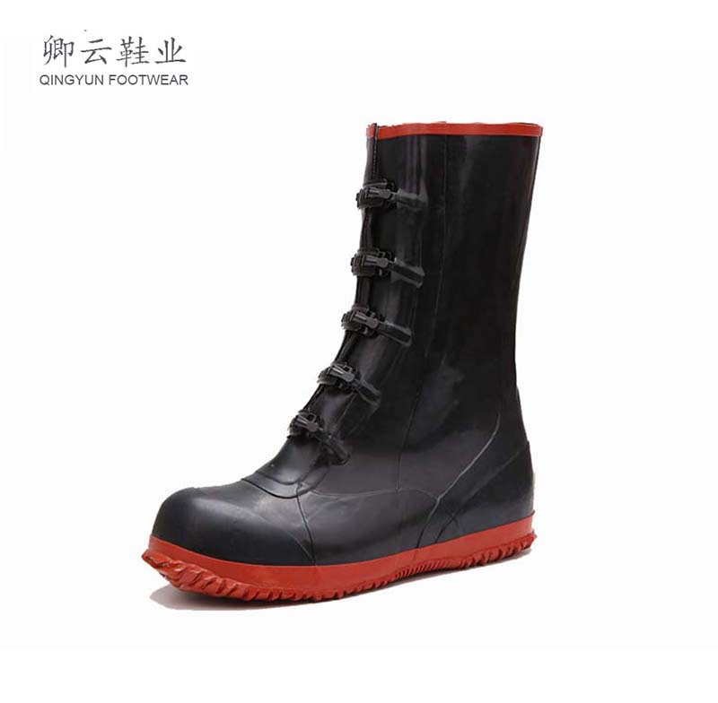 源头厂家工厂定制批发男士劳保橡胶套靴黑色五扣靴橡胶五扣套鞋