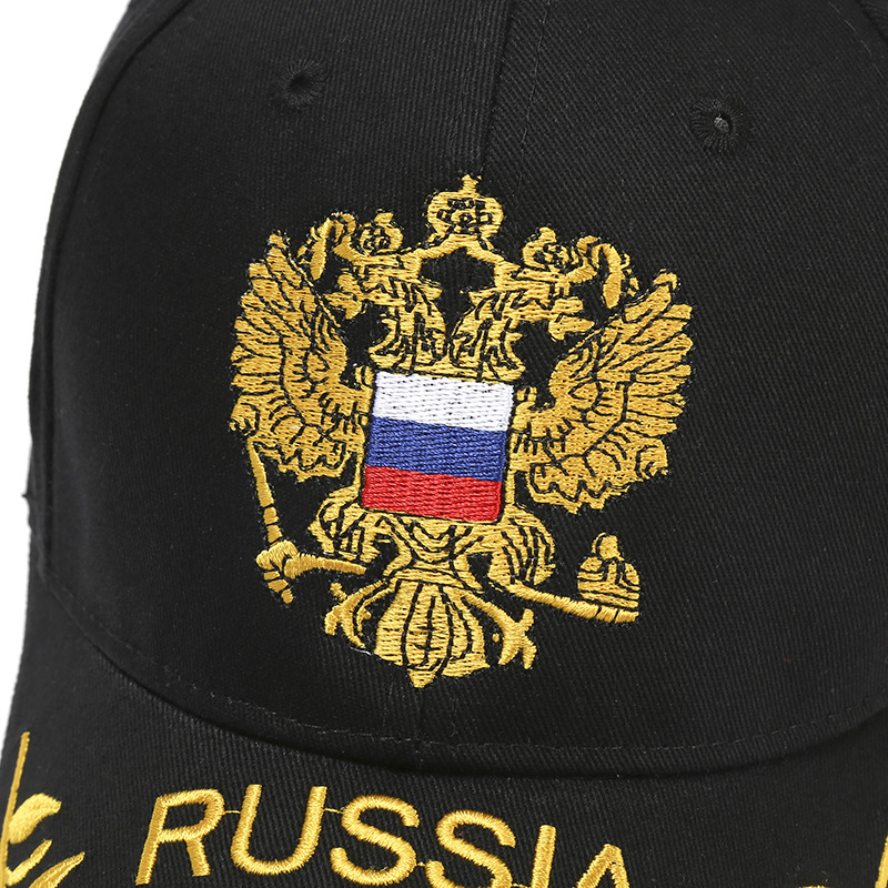 外贸亚马逊新款百搭刺绣俄罗斯国徽棒球帽金色翅膀出游防晒鸭舌帽