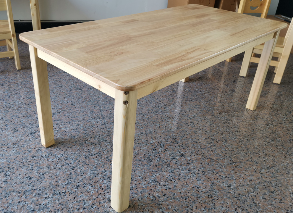 幼儿园儿童实木餐桌宝宝学习桌樟子松橡木六人长方形桌