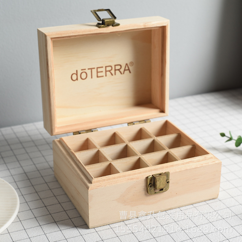收纳盒子精油展示盒多特瑞精油盒 新西兰松木12格精油收纳木盒