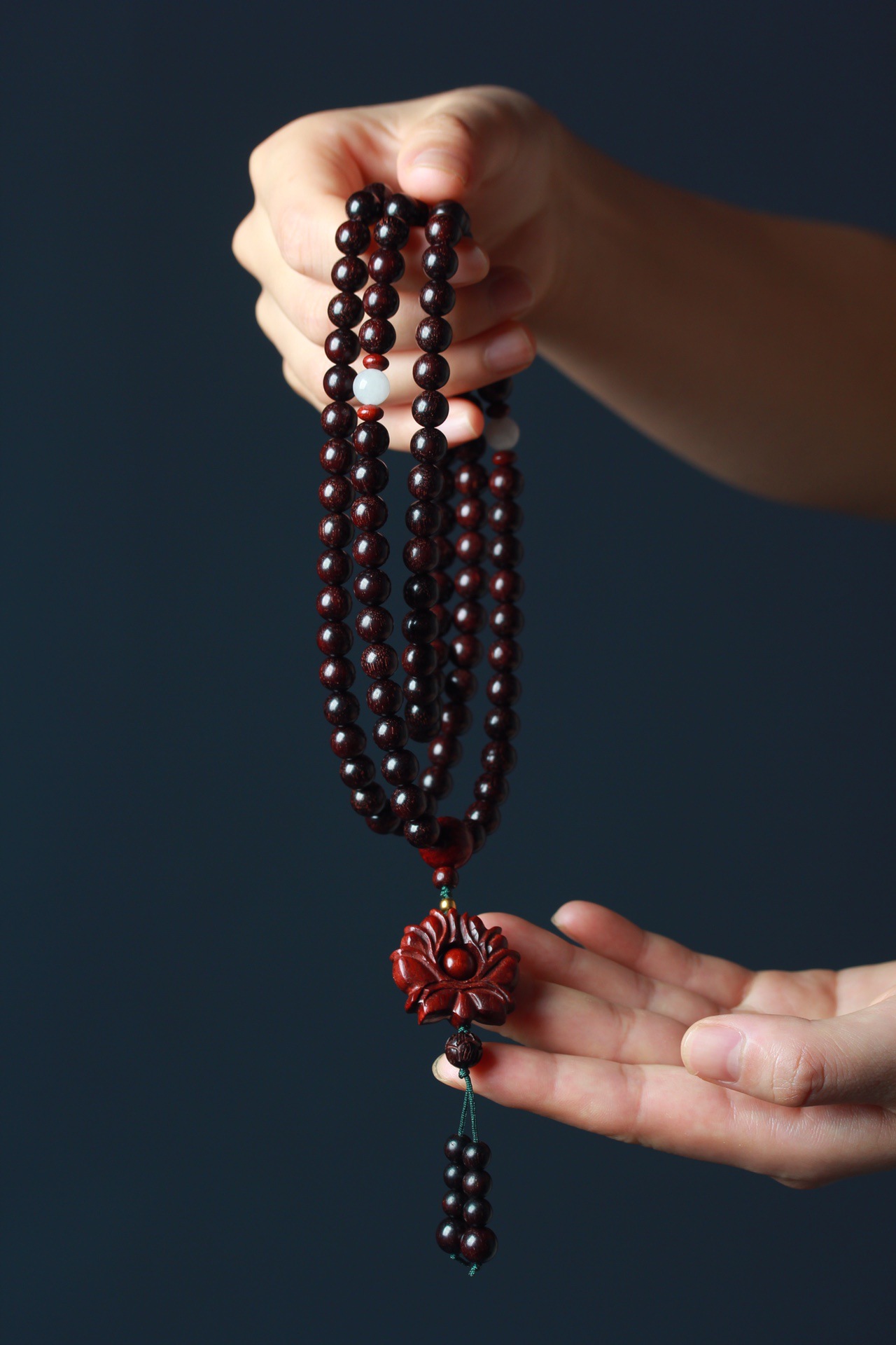 非洲小叶紫檀08*108颗手串搭配莲花佛珠血檀手持念珠女款手链批发