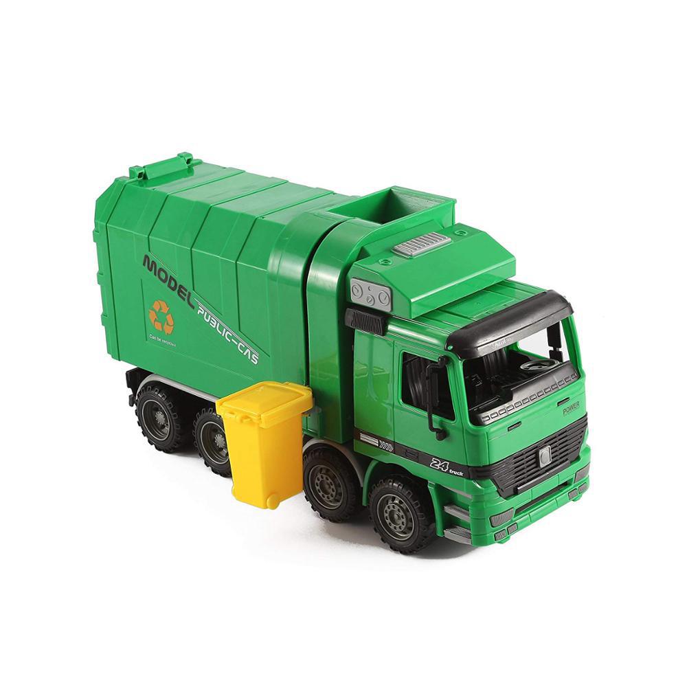 热卖亚马逊摩擦惯性可以变形仿真回收垃圾车环卫玩具车带垃圾桶