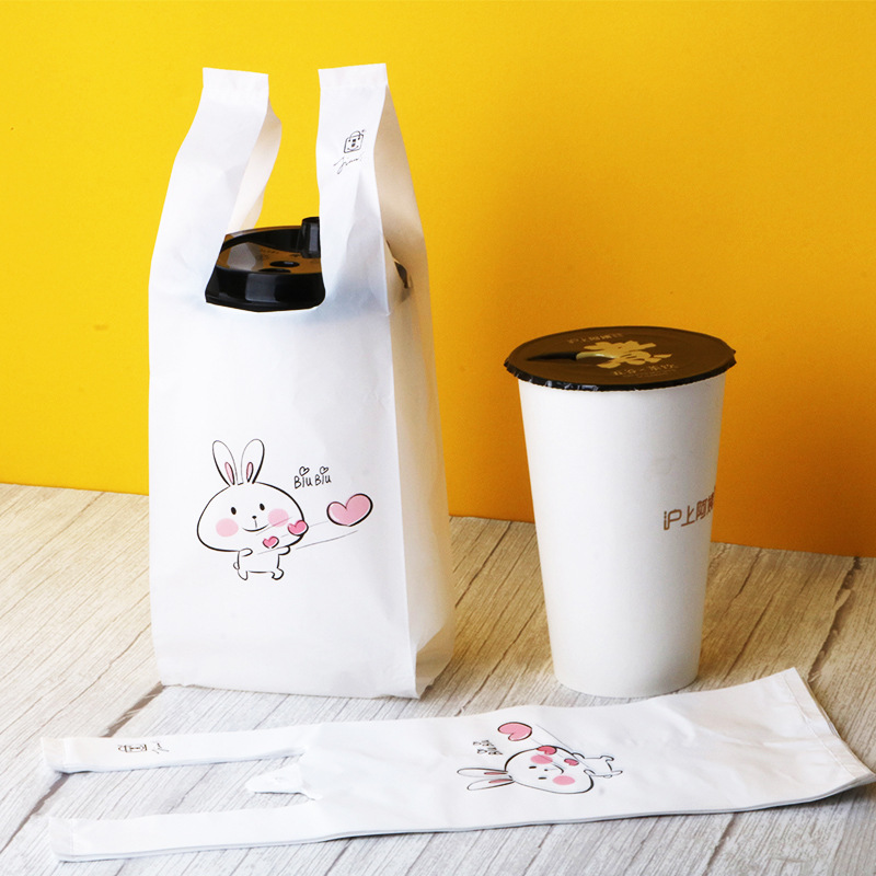 奶茶打包袋豆浆袋子一次性外卖饮料打包带饮品网红定制单杯手提袋
