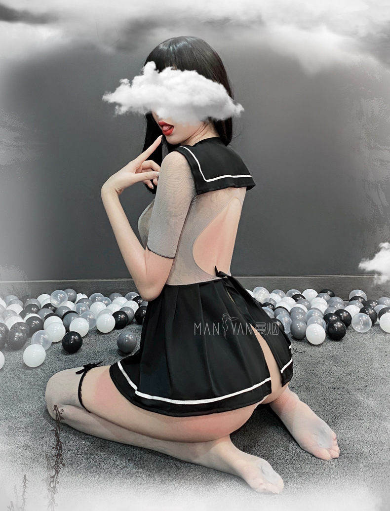 曼烟情趣制服女式性感镂空网衣学生装制服诱惑套装tny9205