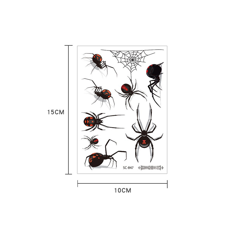 2020新款跨境货源蜘蛛网万圣节纹身贴恐怖搞怪伤疤蜘蛛纹身贴纸