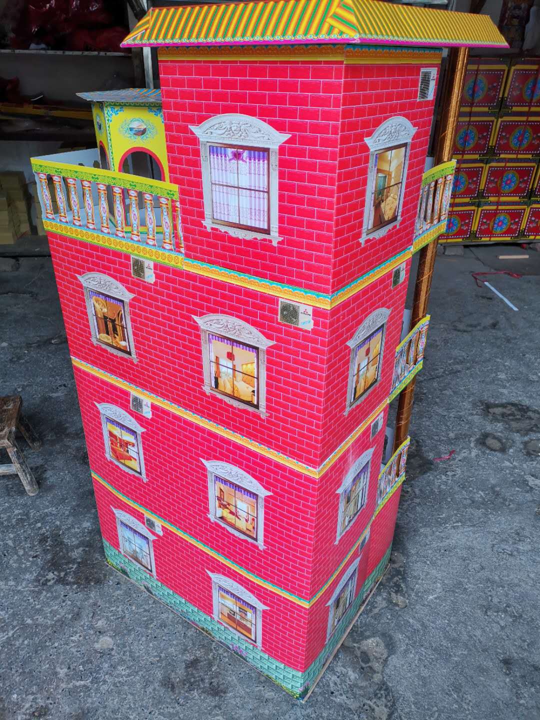 厂价批发殡葬白事用品纸扎房子祭祀楼房纸别墅灵屋冥房纸活三层半