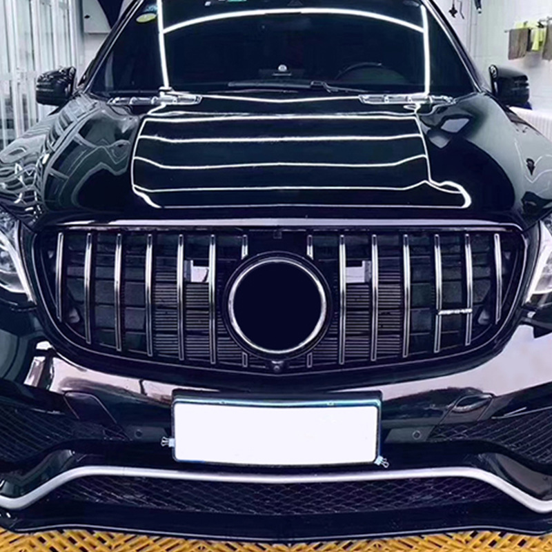 适用于奔驰gle级w166中网改装gtr款中网前保险杠进气格栅ml中网