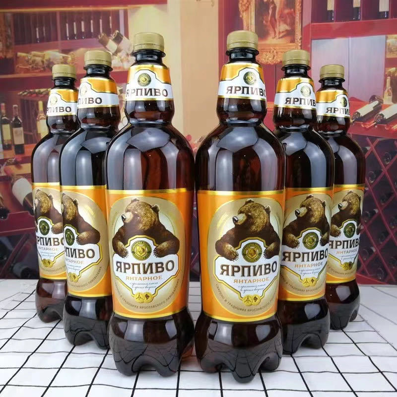 俄罗斯原装进口 熊脾气啤酒餐桌送礼大麦精酿啤酒1.35ml*6瓶/箱