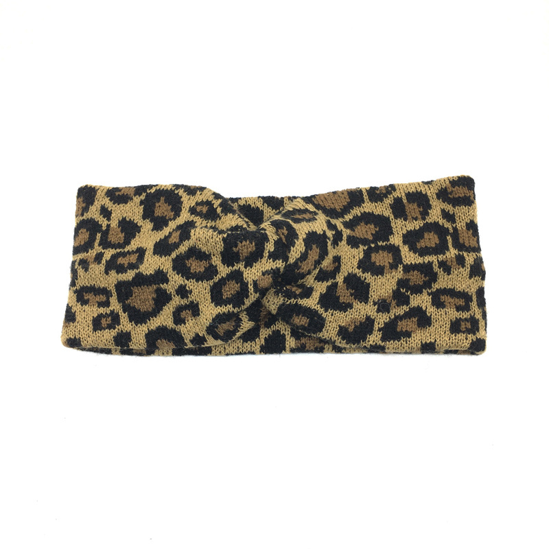 Leopard Print Hair Band Female Hair Tie Knitted Face Wash Headband Girl Headband Internet Celebrity Simple Headwear for Going out Factory Wholesale