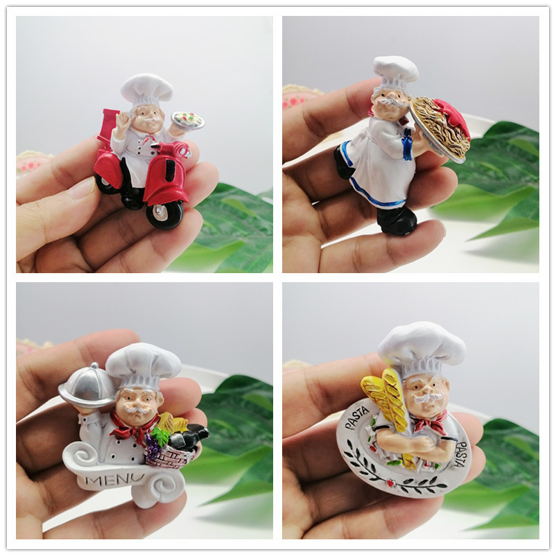 Wholesale New European and American Style Chef Bread Chef Refridgerator Magnets Three-Dimensional Character Magnetic Paste Resin Craft Home Ornament