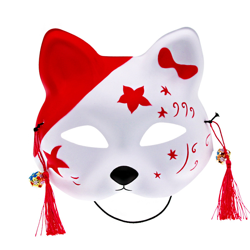 抖音日式和风cos半脸猫面具动漫狐狸狐妖节日化妆表演舞会面具