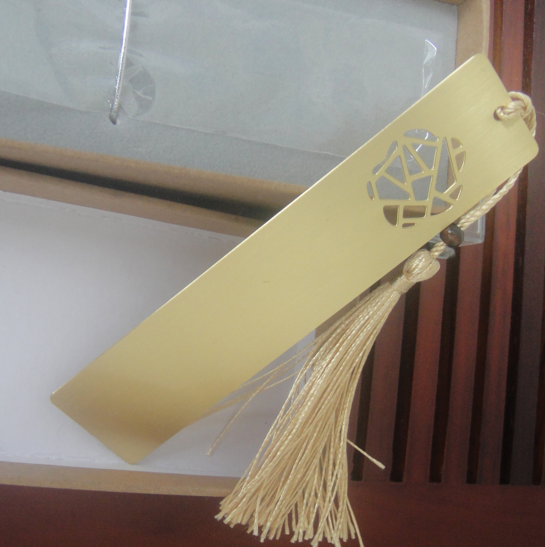 梅花形金属镂空书签中国风文创礼品黄铜拉丝书签可激光刻字logo