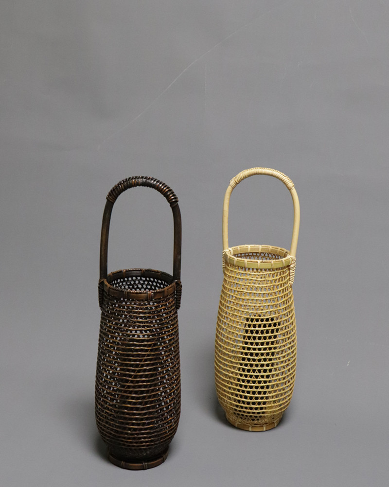 手工竹编日式小原流花器花道竹篮子插花提篮编织花瓶摆件中式插花