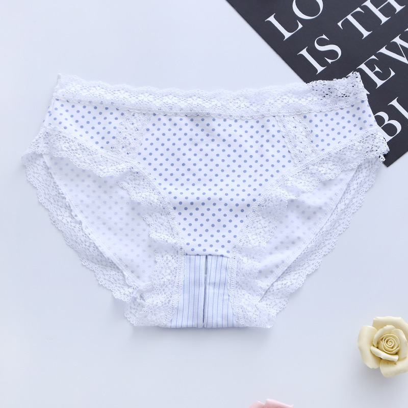in Stock Supply New Cotton Material with Lace Open-Seat Pants Simple Natural Floral Free off SM Underwear Wave Pants