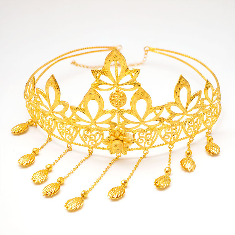 时尚霸气皇冠发饰新娘结婚镀金头饰仿黄金孔雀皇冠 一件代发