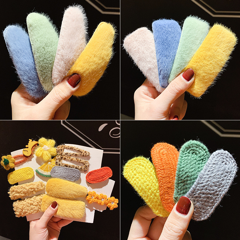 网红芒果核发夹女ins毛绒发卡简约风气质小夹子头饰可爱日系韩国