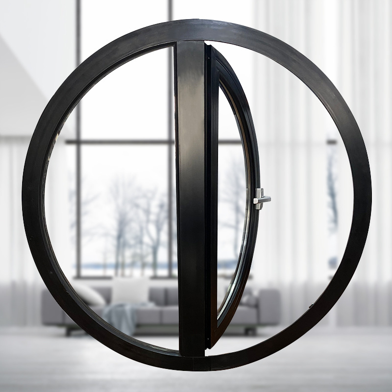 上海门窗厂家铝合金圆形平开窗来图定制中式家居风格隔音平开窗