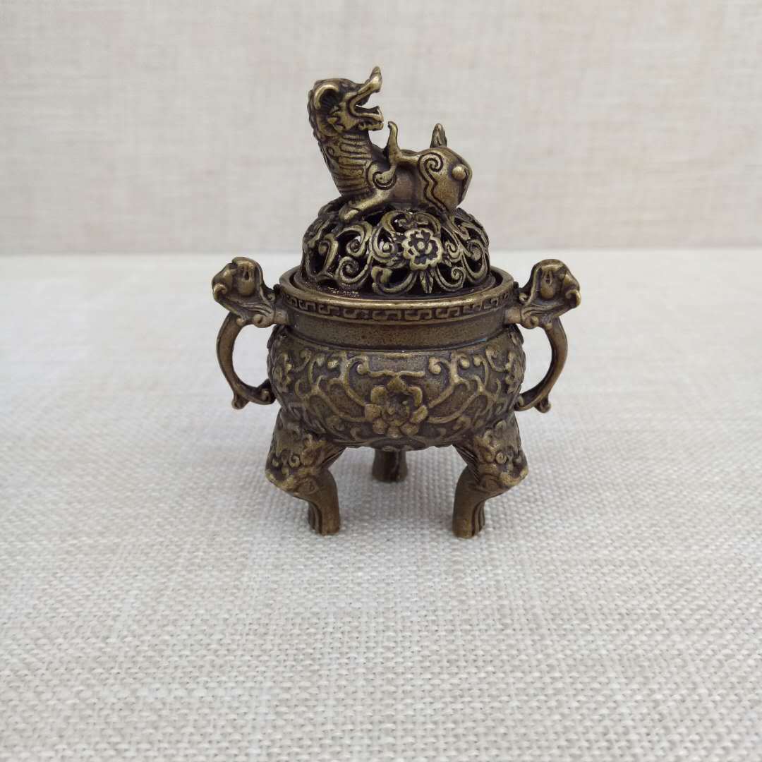 仿古铜器迷你小香炉三足貔貅双耳兽麒麟香薰炉小摆件杂项批发