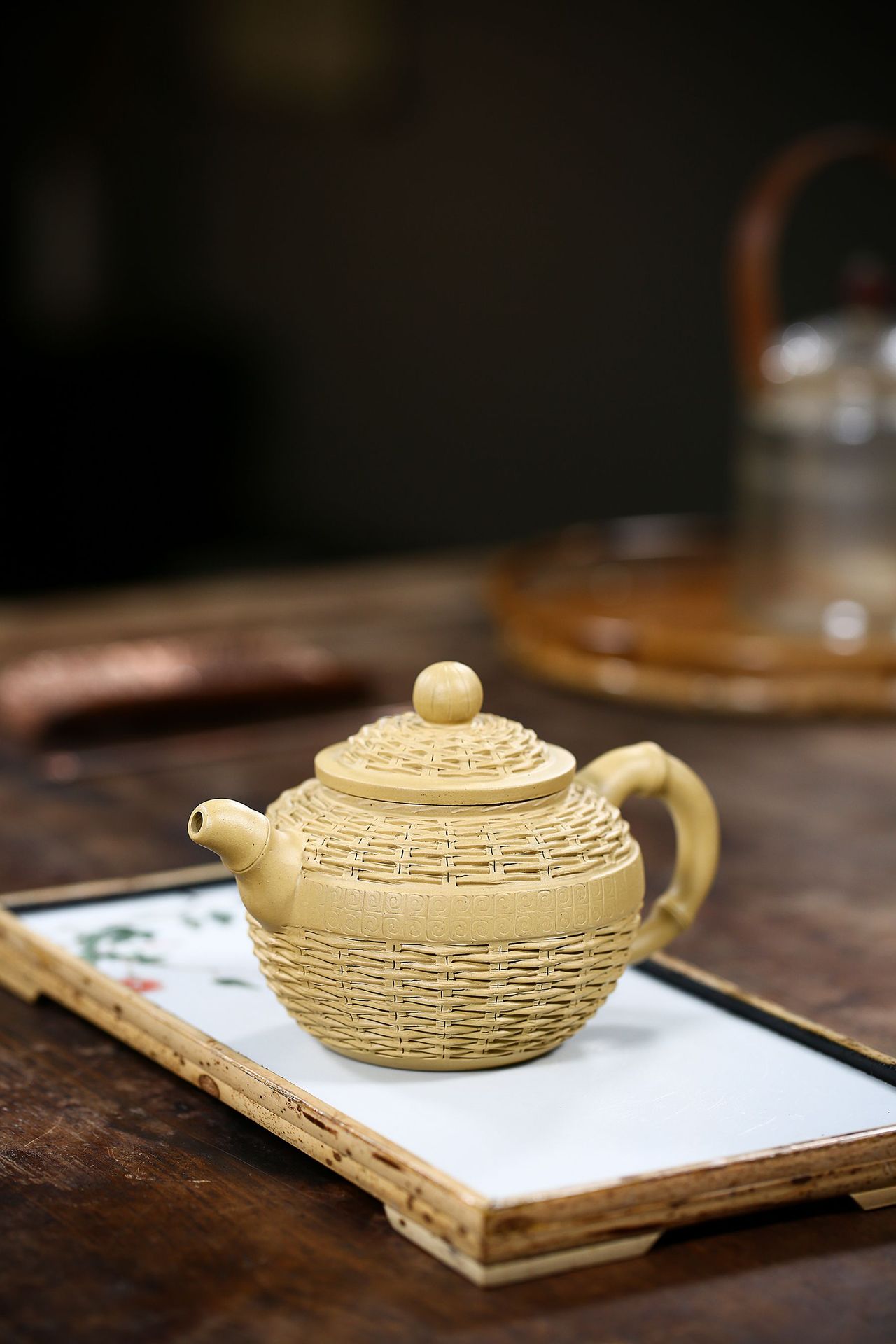 宜兴名家手工制茶壶厂家直发经典款竹编一粒珠紫砂壶原矿段泥茶具