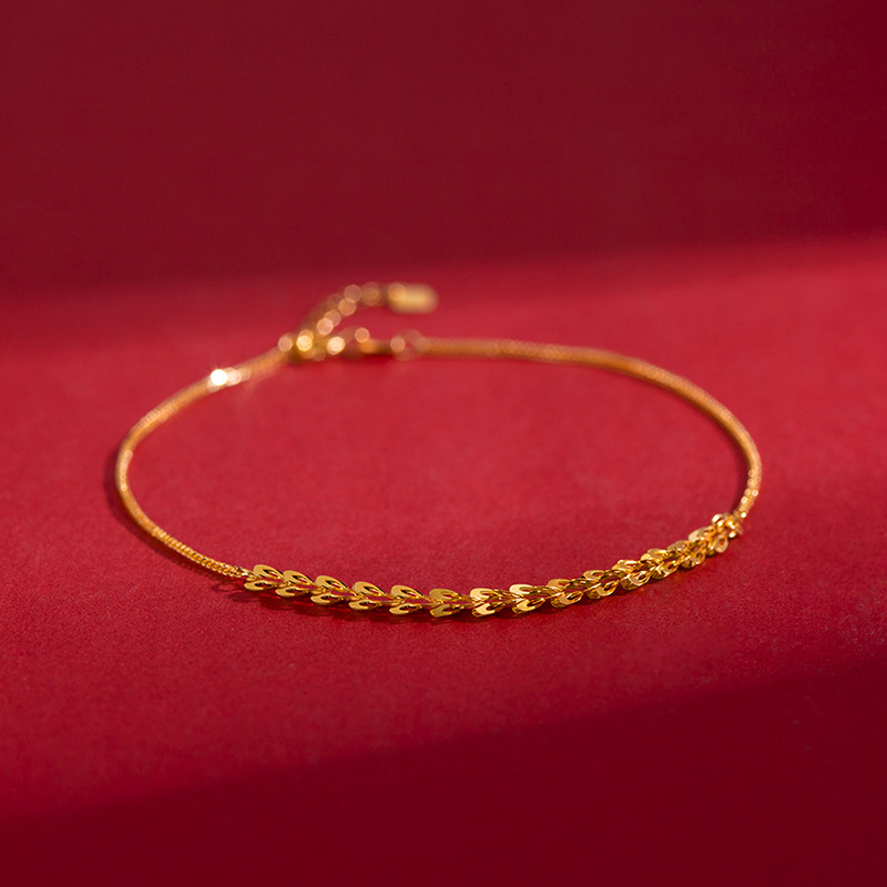 18k金凤尾手链彩金黄金手链女玫瑰金手镯au750手饰女黄金凤尾链