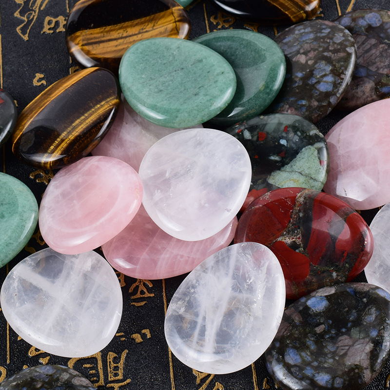 拇指按摩石忘忧石 粉晶拇指石拇指按压石虎眼按摩石大尺寸40*48mm