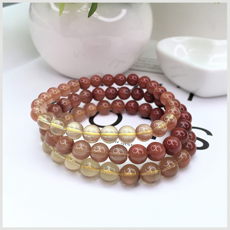 批发天然时尚长石水晶渐变色安德森手链andesine长石手串可塘直供