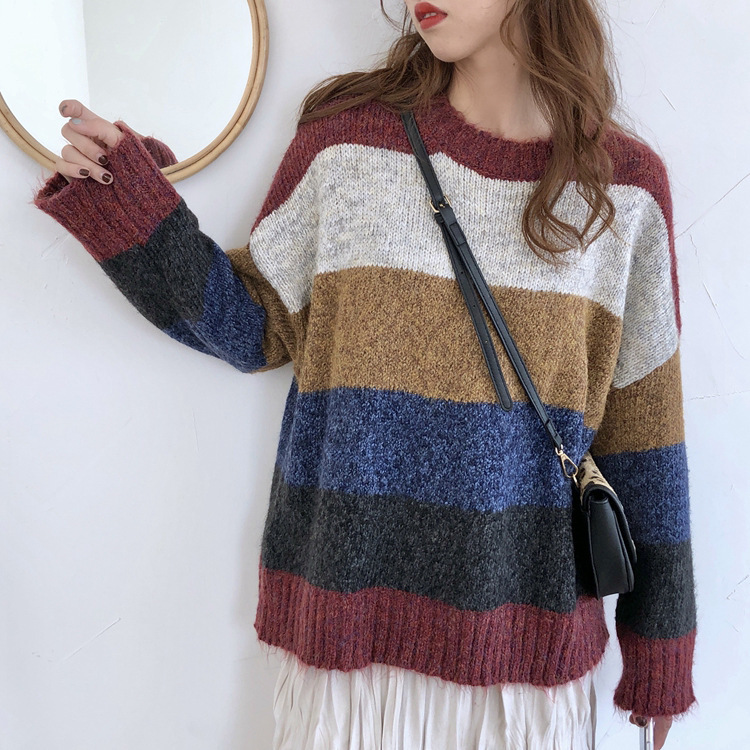 韩版拼色毛衣编织图片