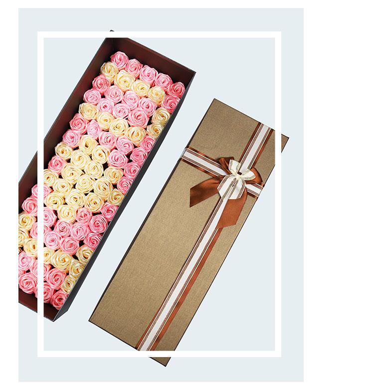 鲜花礼盒长方形十字结花束礼品礼物礼盒盒子玫瑰花长条长方形花艺