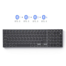 跨境爆款 蓝牙键盘 铝合金超薄无线键盘可充电四通道家用办公键盘