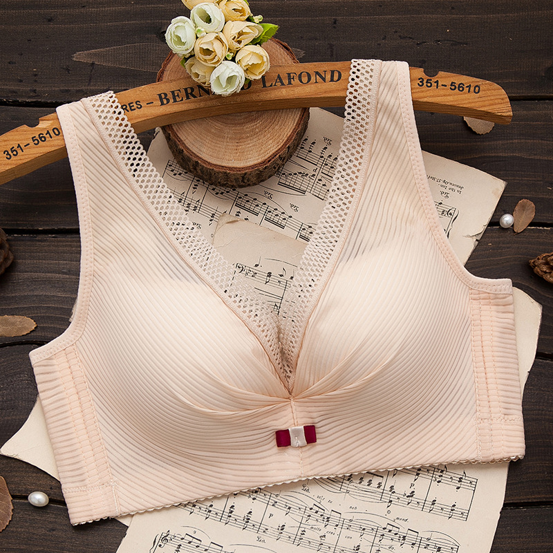 2020新品无磁内衣女无钢圈背心款薄款文胸舒适调整型胸罩四排扣