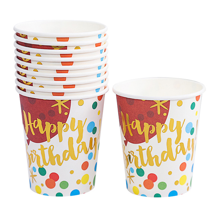 Factory Wholesale Color Paper Cup Printing Gilding Birthday Party Disposable 250ml Paper Cup