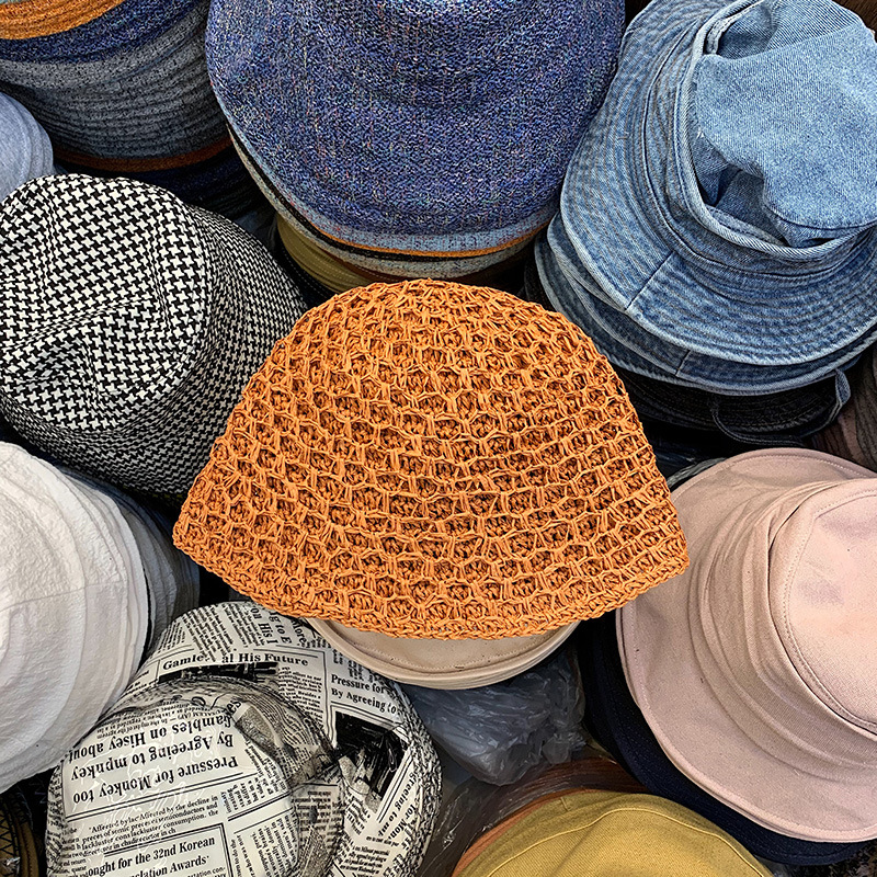 纯色个性蜂窝状编织草帽女韩版夏季小仙女学生遮阳装饰搭配帽子潮