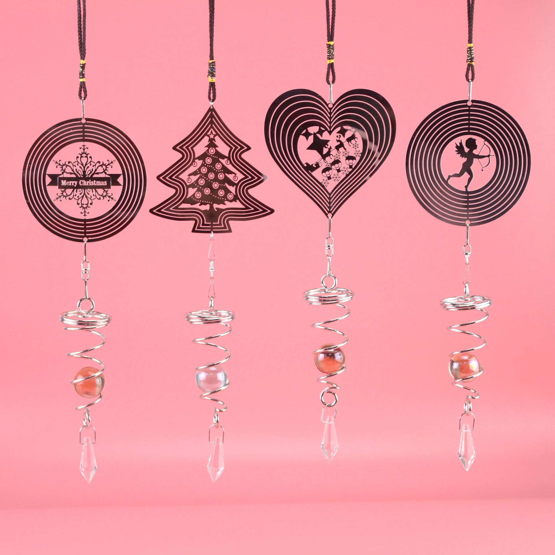 新款diy旋转圣诞节风铃 创意个性新奇金属挂饰吊件工艺品跨境货源