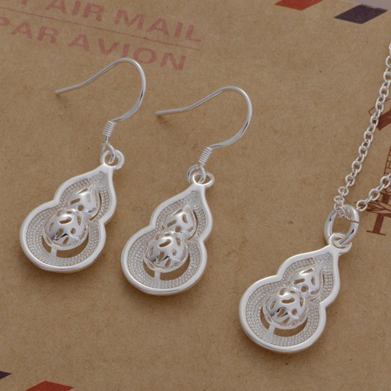 新疆饰品货源微商爆款首饰套装 镀925银耳环项链两件套女饰品套装
