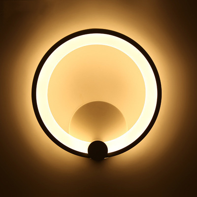 壁灯床头简约客厅卧室过道圆圈形节能亚克力壁灯led灯具