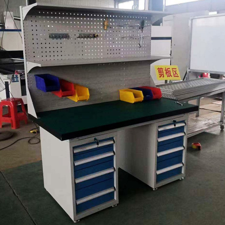 防静电工作台四抽落地柜工作台复合台面钳工桌重型维修工作桌