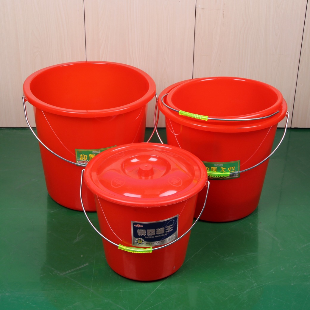 18成交376个结婚红桶加厚水桶鸡蛋喜蛋红色塑料桶桶储水清洁带盖洗车