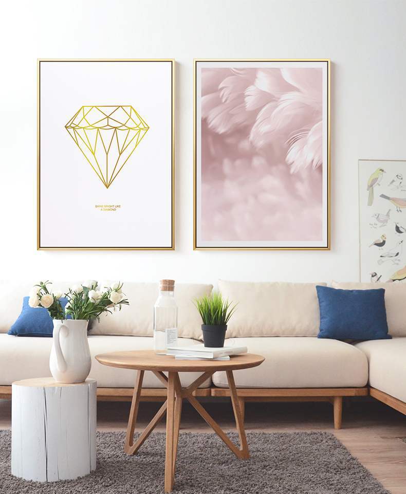 唯美女孩卧室装饰画北欧风房间服装店ins少女心北欧粉色床头墙画