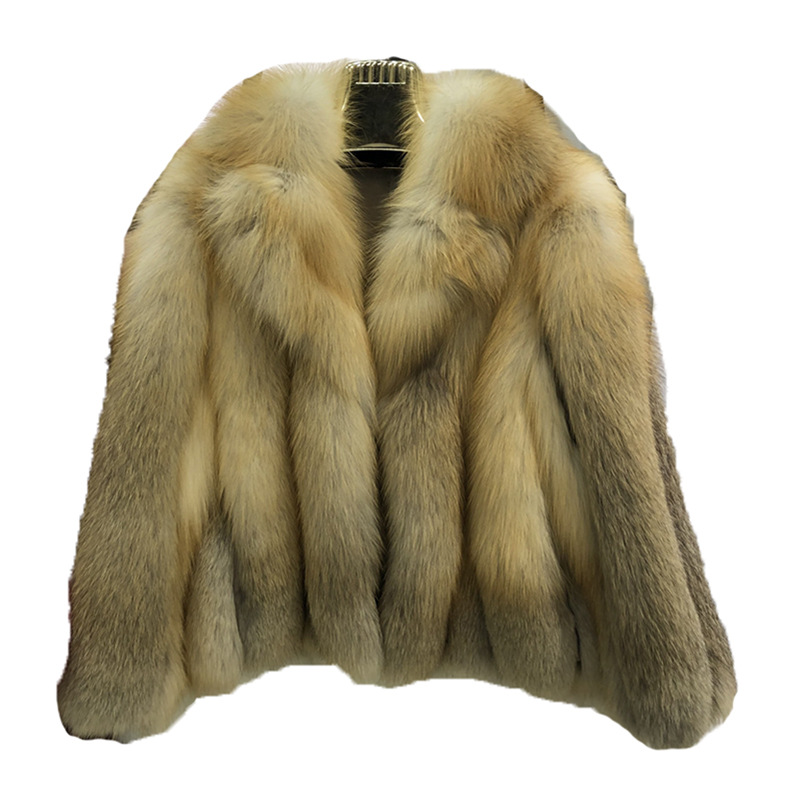 金岛狐整皮狐狸毛皮草外套西装领 狐狸大衣竖条 显瘦短款冬外套