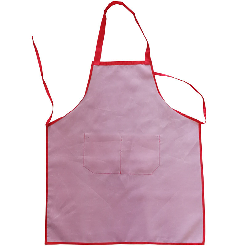 厂家围裙制做印logo大红纯色桃皮绒双折边挂带可小量制作广告围腰