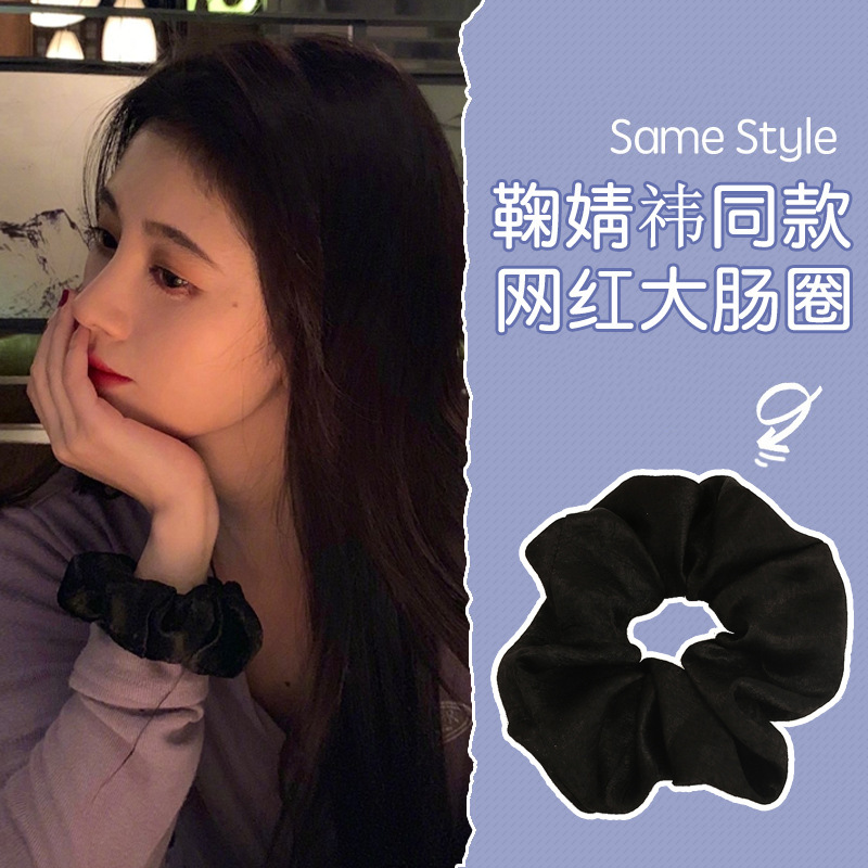 Jk Large Intestine Hair Band Pork Intestine Circle Ins Simple Plaid Intestine Head Rope Retro French Satin Brandy Hair Accessories