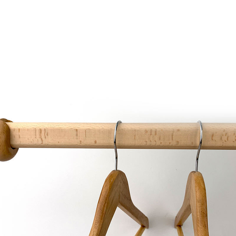 厂家批发榉木衣柜挂衣杆木质晾衣杆松木香樟木扁棍法兰座托定制